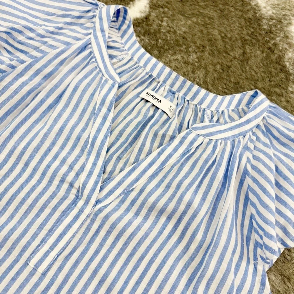 NWT Striped Flutter Sleeve Top XXL - Picture 3 of 11